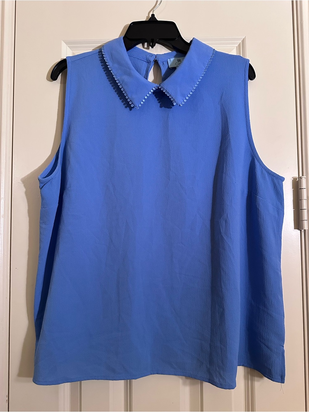 Cece Blue Pleated Neck Camisole - Picture 2 of 6